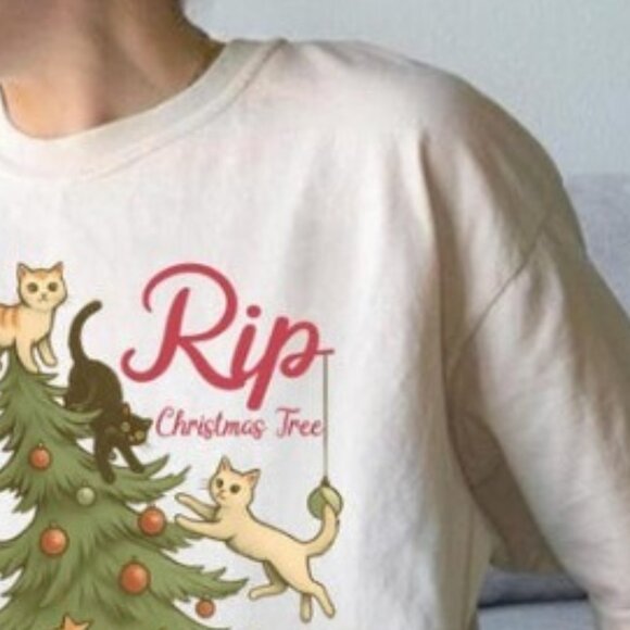 Christmas Tree Shirt, Tree And Cat T-Shirt, Cat Owner Christmas Gift - Picture 3 of 4